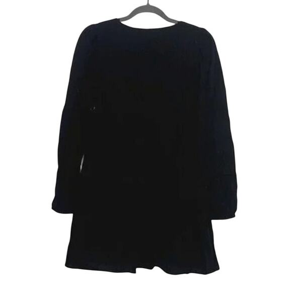 Zara V Neck Embroidered Long Sleeve Baby Doll Mini Dress Lined XS Black #3304 - Picture 14 of 14